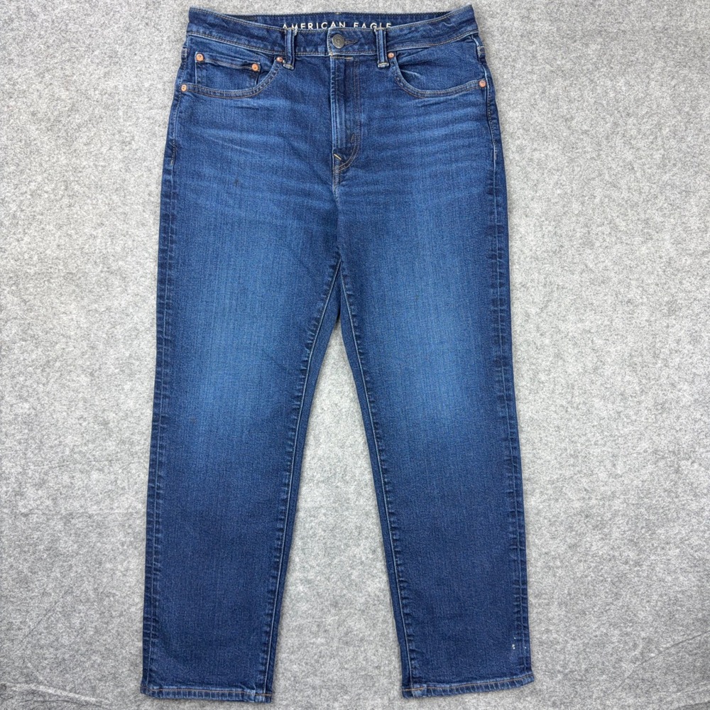 American Eagle Jeans Men 32x30 Dark Blue Athletic Straight Airflex Stretch Denim